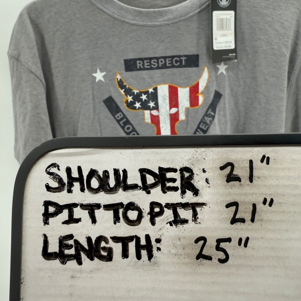 Under Armour Project Rock Respect Blood Sweat Gray T-Shirt Womens Medium - Picture 9 of 9